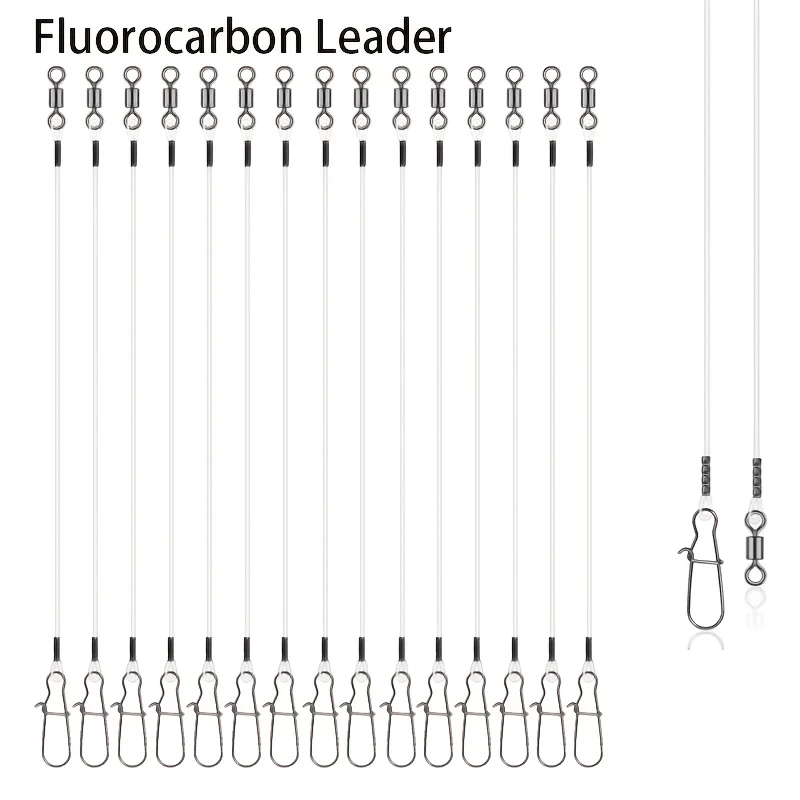 Ice Fishing Tip Up - 15 Stück Fluorocarbon-Vorfächerleinen zum Angeln –