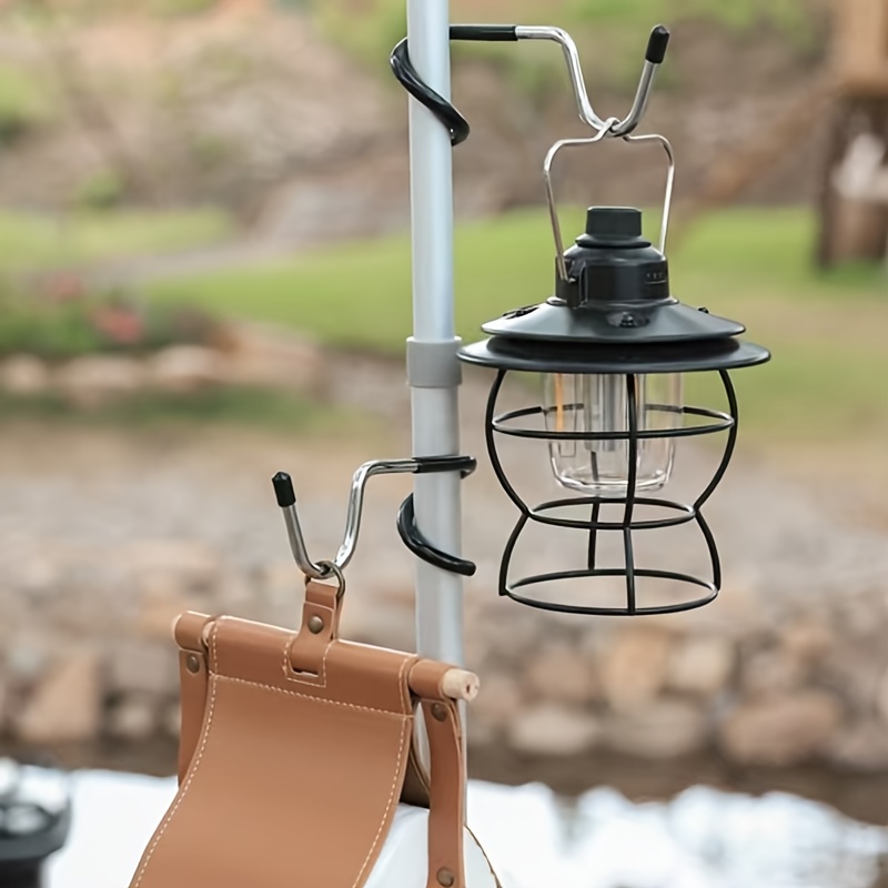 Fishing Equipment Carp - Edelstahl-Lampenständerhaken, tragbarer Zeltstangen-Lampenhalter, Jagd- und Angellampenhalter,
